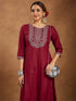 Janasya Women's Maroon Rayon Embroidered Straight Kurta